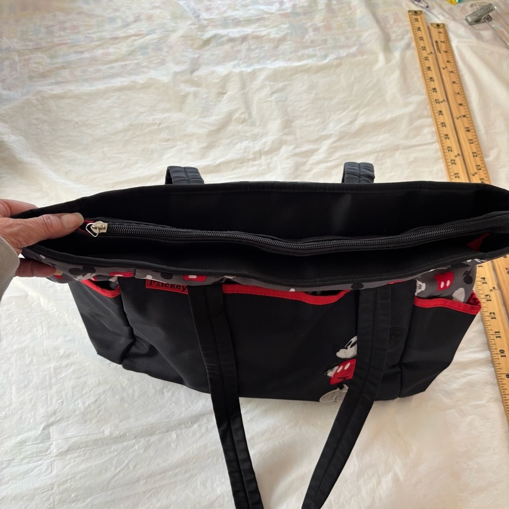 Disney Mickey Mouse Black and Red Tote Diaper Bag. Worn 1X - Picture 13 of 15